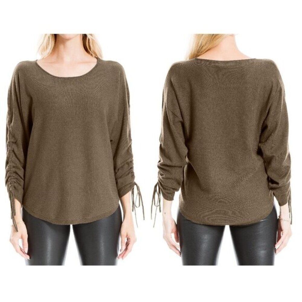 MAX STUDIO Women's Ruched Sleeve‎ Knit Sweater